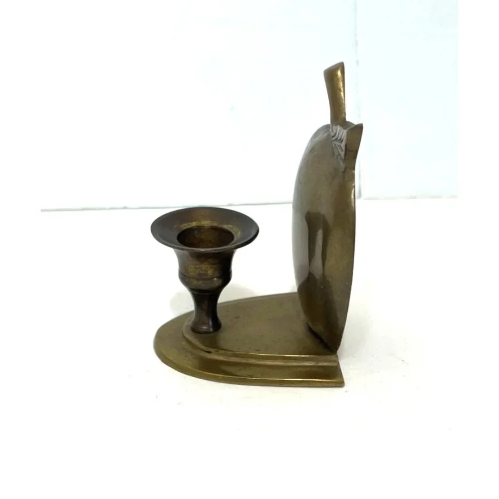 Vintage Brass Apple-Shaped Candle Holder Hosley 1995 India 3